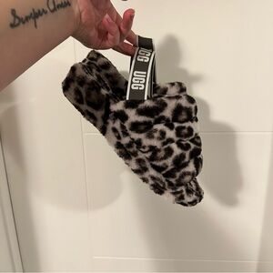 UGG Panther/Leopard Print Fluff Yeah Sandals